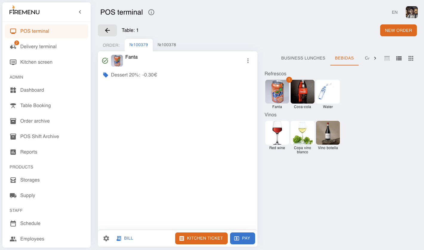 Pedido con productos añadidos
